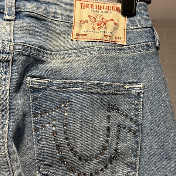 True Religion Blue Flare Wide Leg Jeans - Picture 3 of 5